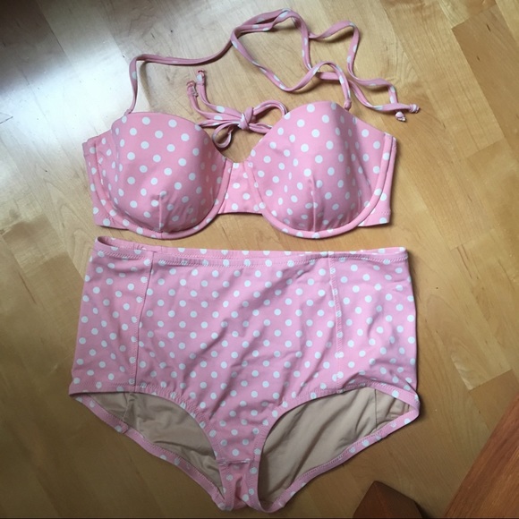 J. Crew Other - Pink White Polka Dot J Crew High Waist Bikini